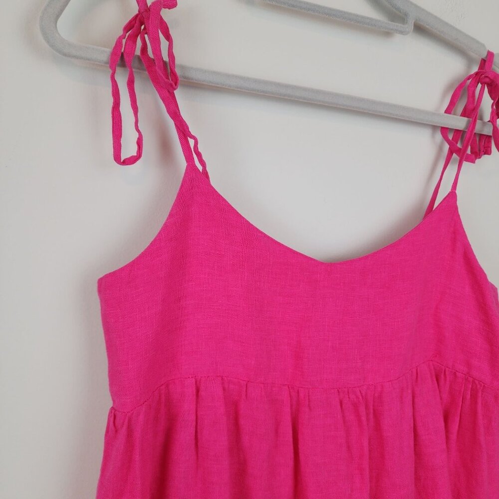 Zara pink mini dress Linen sz XS summer beach sundress - Picture 2 of 8